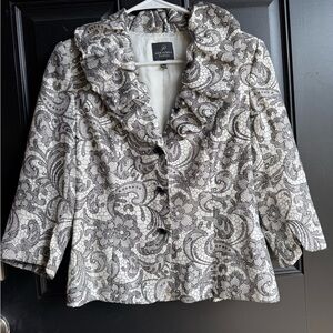 Adrianna Papell Patterned Floral Blazer Black and White Size 8